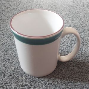Vintage Coffe Mug Green and Purple Lipped Top